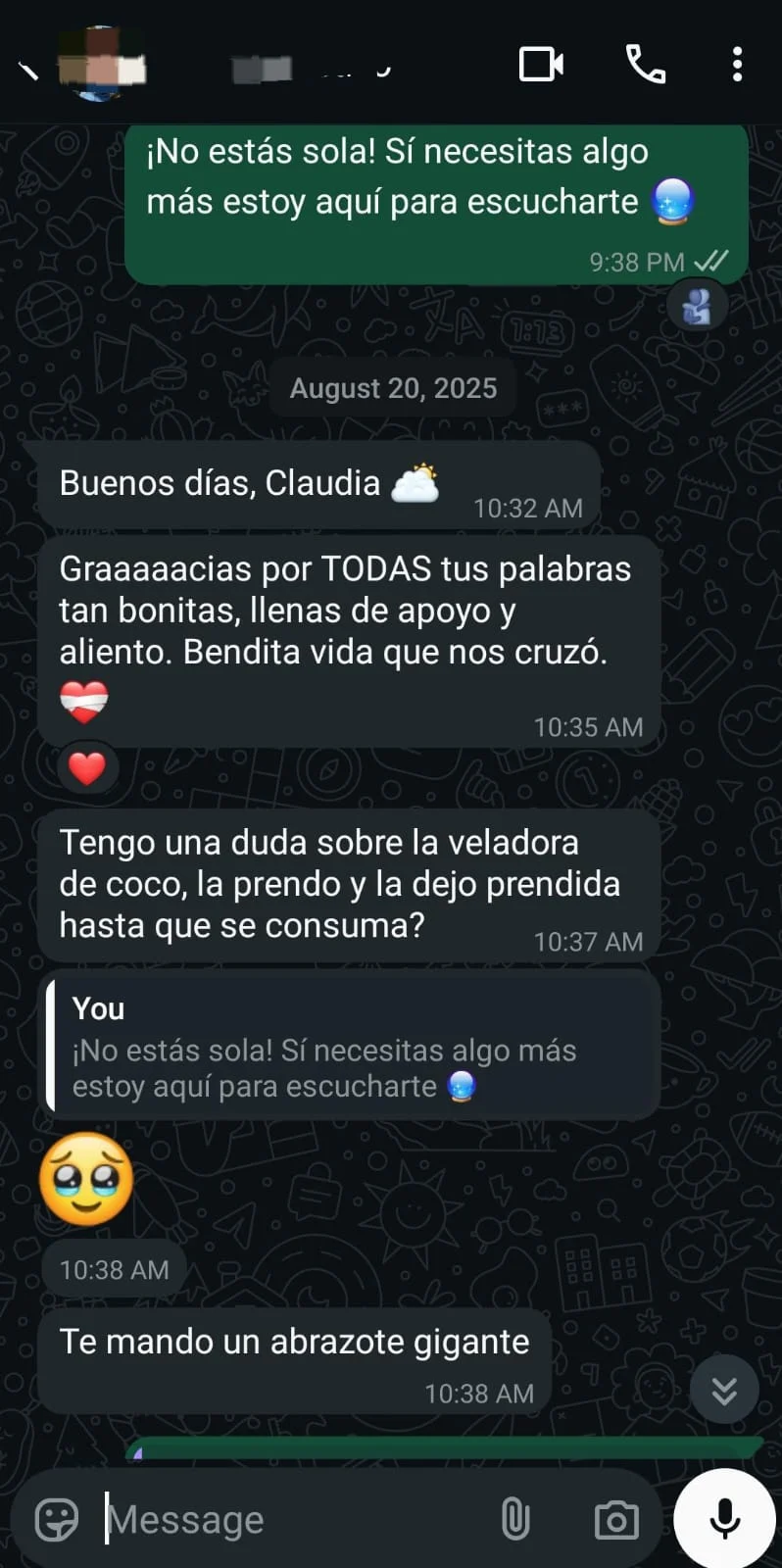 Testimonio de cliente satisfecho portal mistico 1